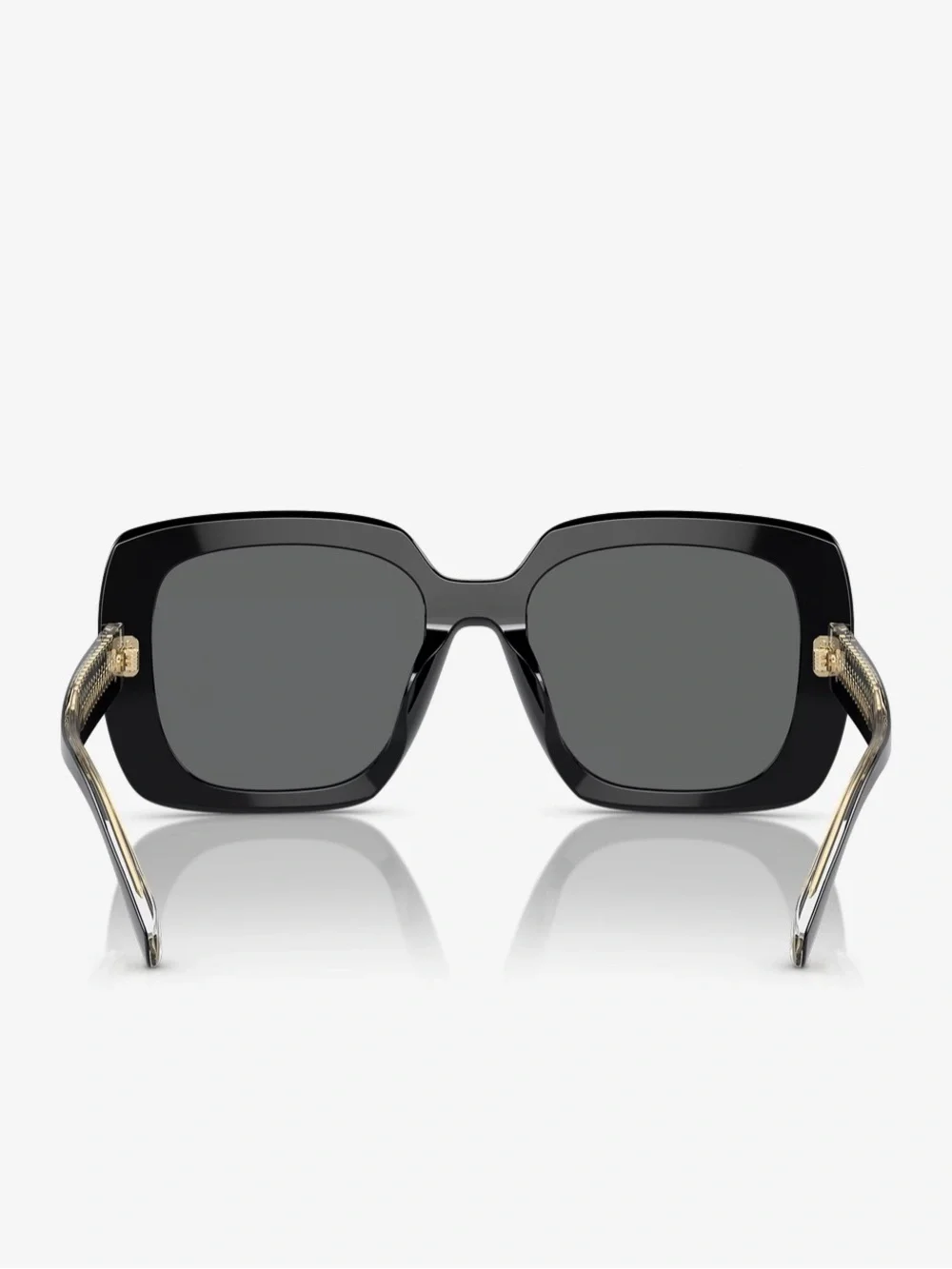 Tory Burch Black Square Oversized Sunglasses with Logo Temples